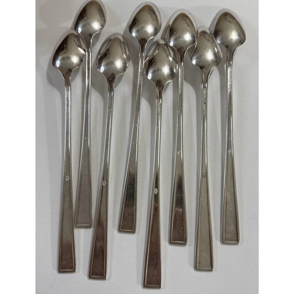 Set of 8 Iced Tea Spoons - Inauguration Pattern Silverplate National Silver - Picture 6 of 7